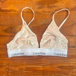 Baby pink velvet Calvin Klein bra